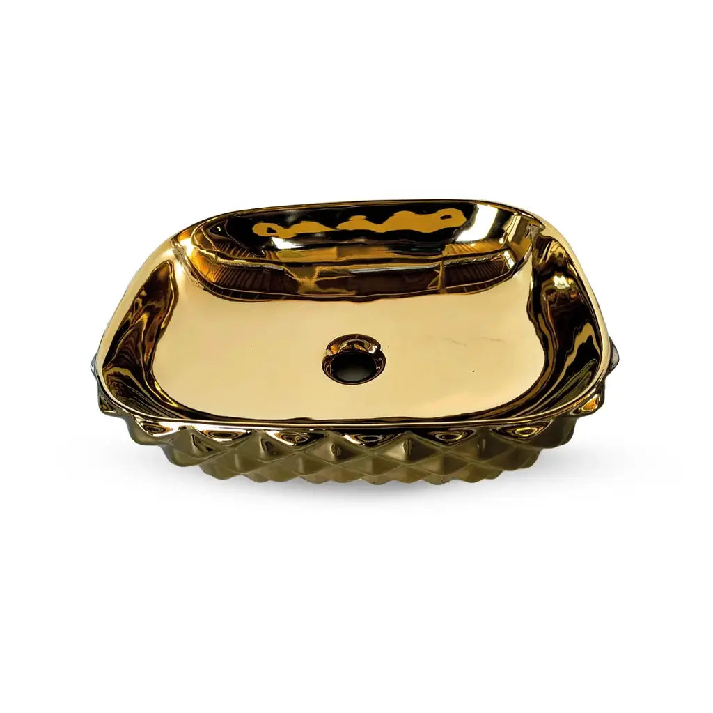Ovalín de Loza (402-G) Mod. Rectangular Dorado Diamante 48X35X5X13.5 - Fratelli