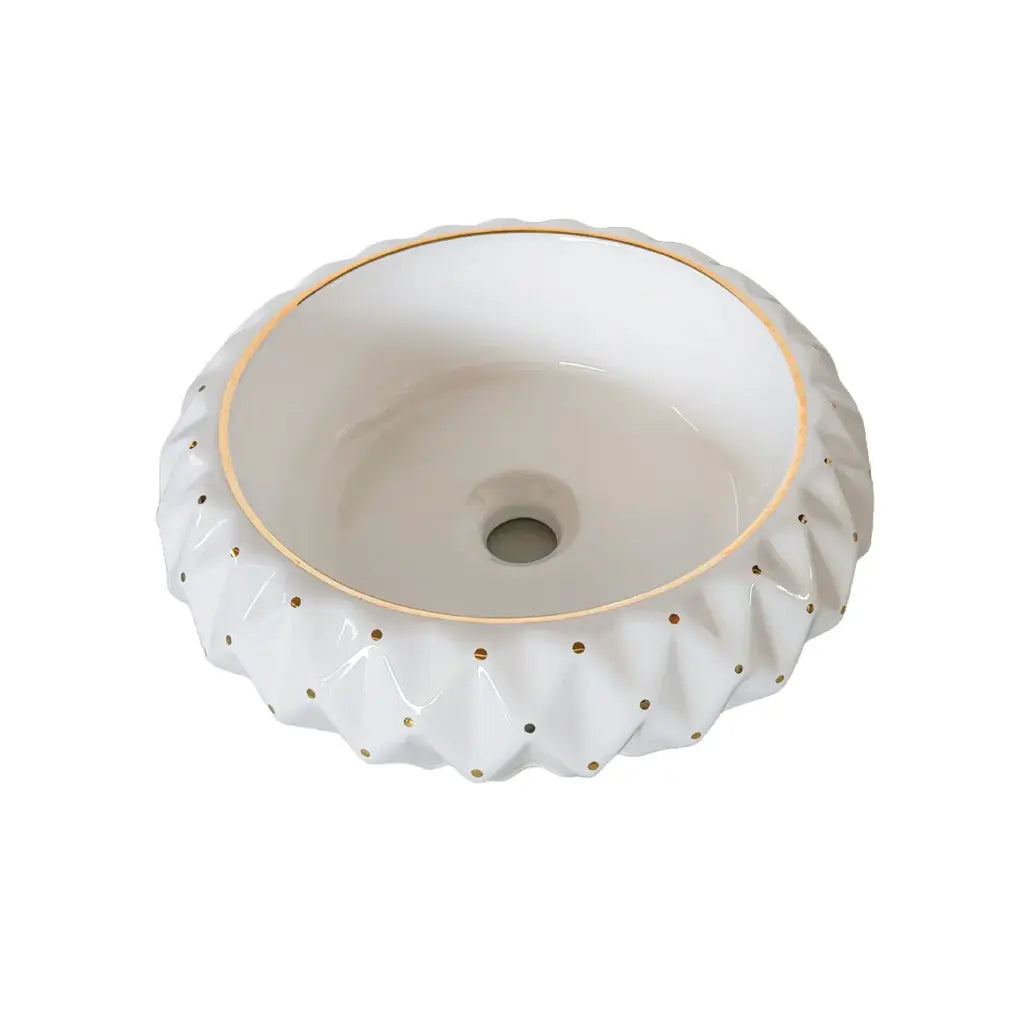 Ovalín de Loza (238) Mod. Circular Blanco C/Dorado 41X41X15 - Fratelli