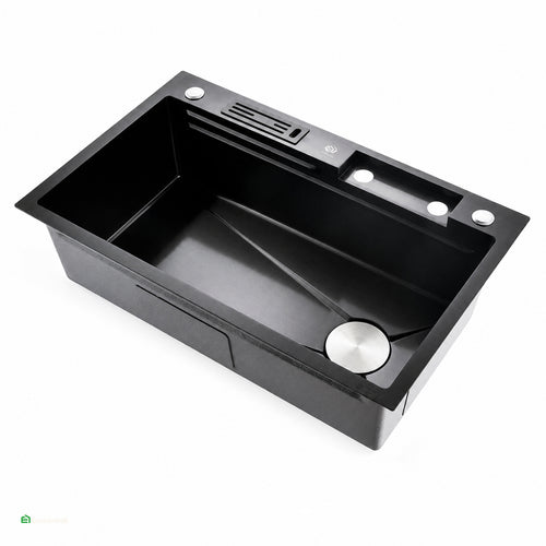 LAVADERO DE COCINA MULTIFUNCIONAL ACERO INOX BLACK KING 76X45 (PORTACUCHILLOS)