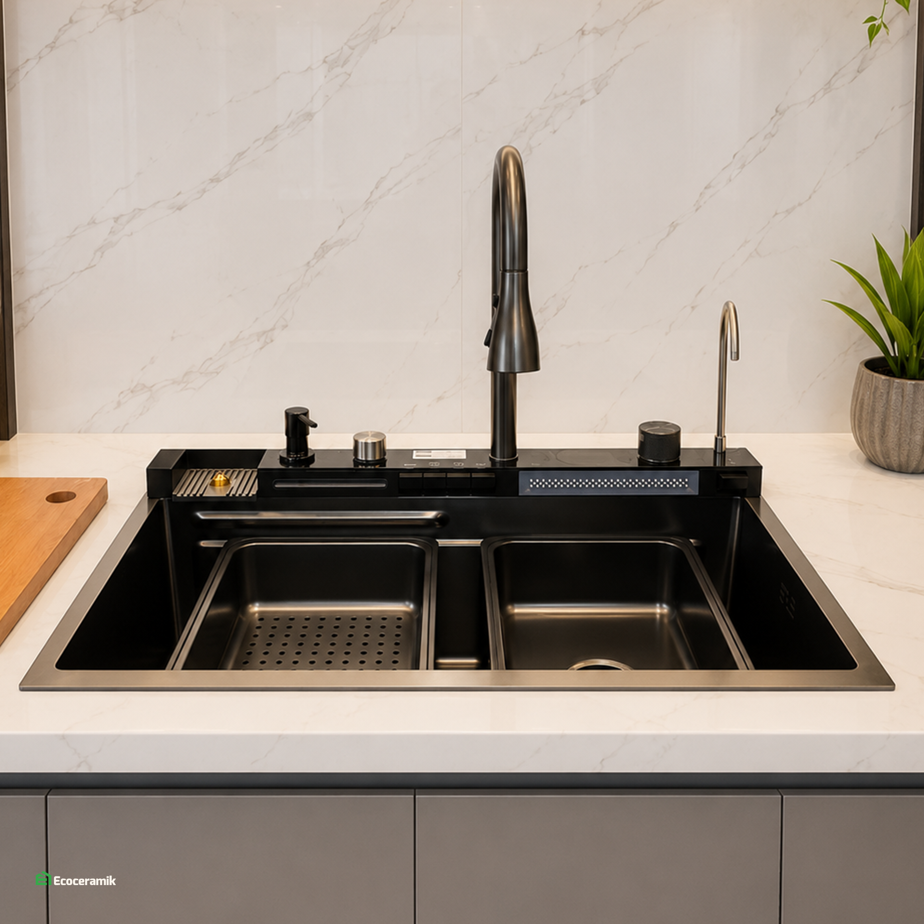 Lavadero de cocina Multifuncional 5 teclas acero inoxidable SUS 304 panel led Kitchen - Premium