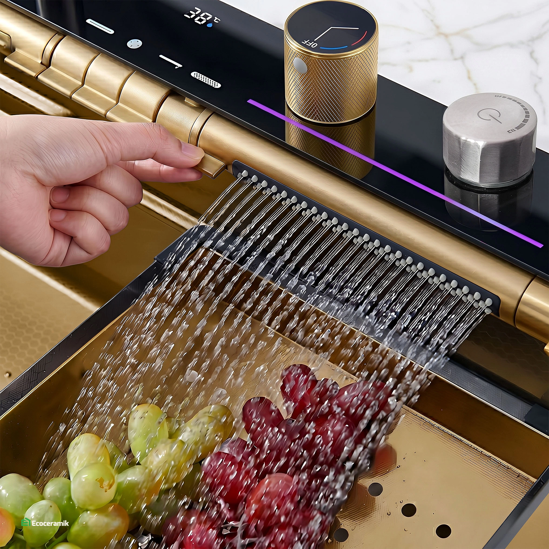 Lavadero de cocina Multifuncional 7 teclas MAX ACERO SUS 304 c/Dorado - Premium