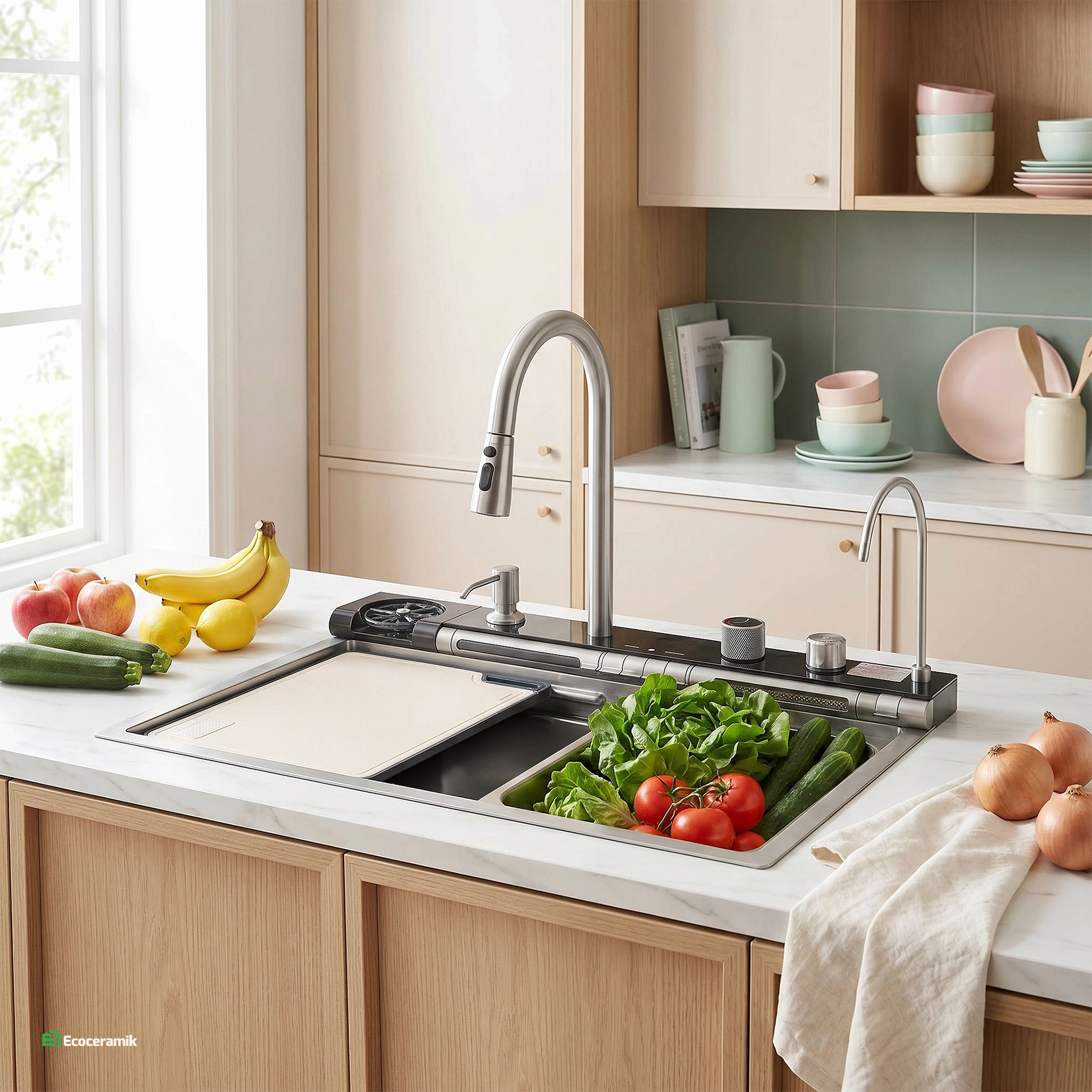 Lavadero de cocina Multifuncional 7 teclas MAX ACERO SUS 304 c/Plateado - Premium