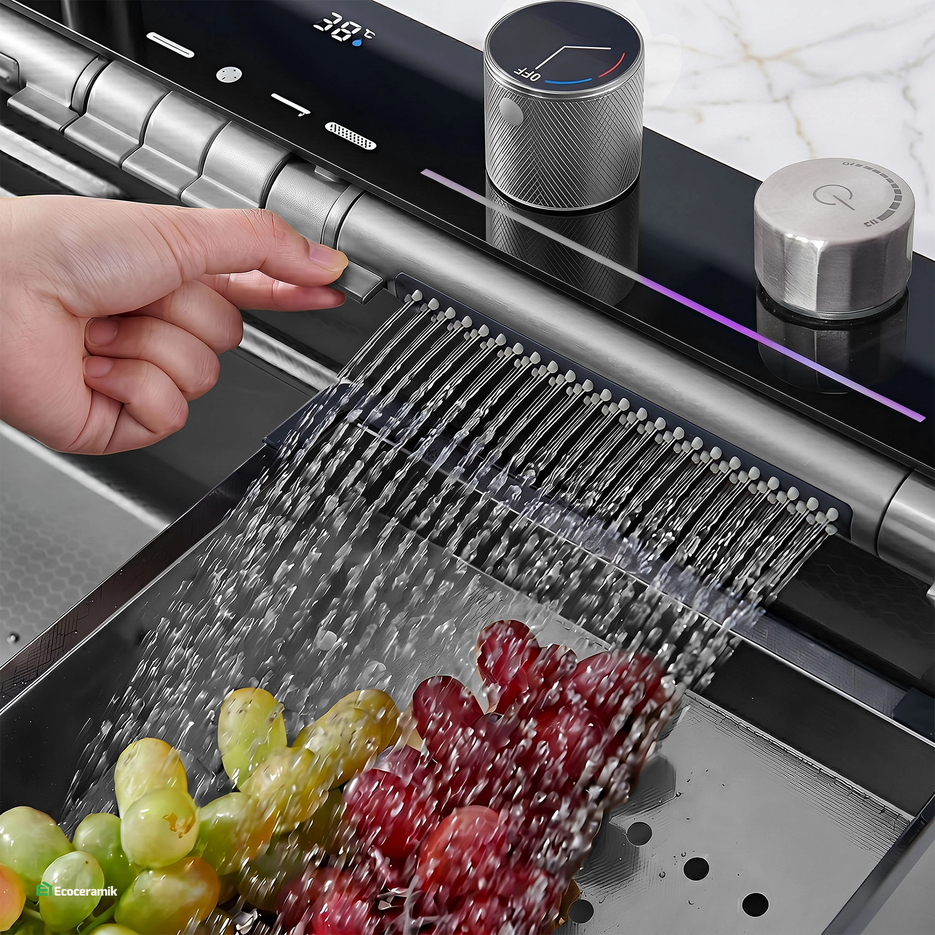 Lavadero de cocina Multifuncional 7 teclas MAX ACERO SUS 304 c/Plateado - Premium