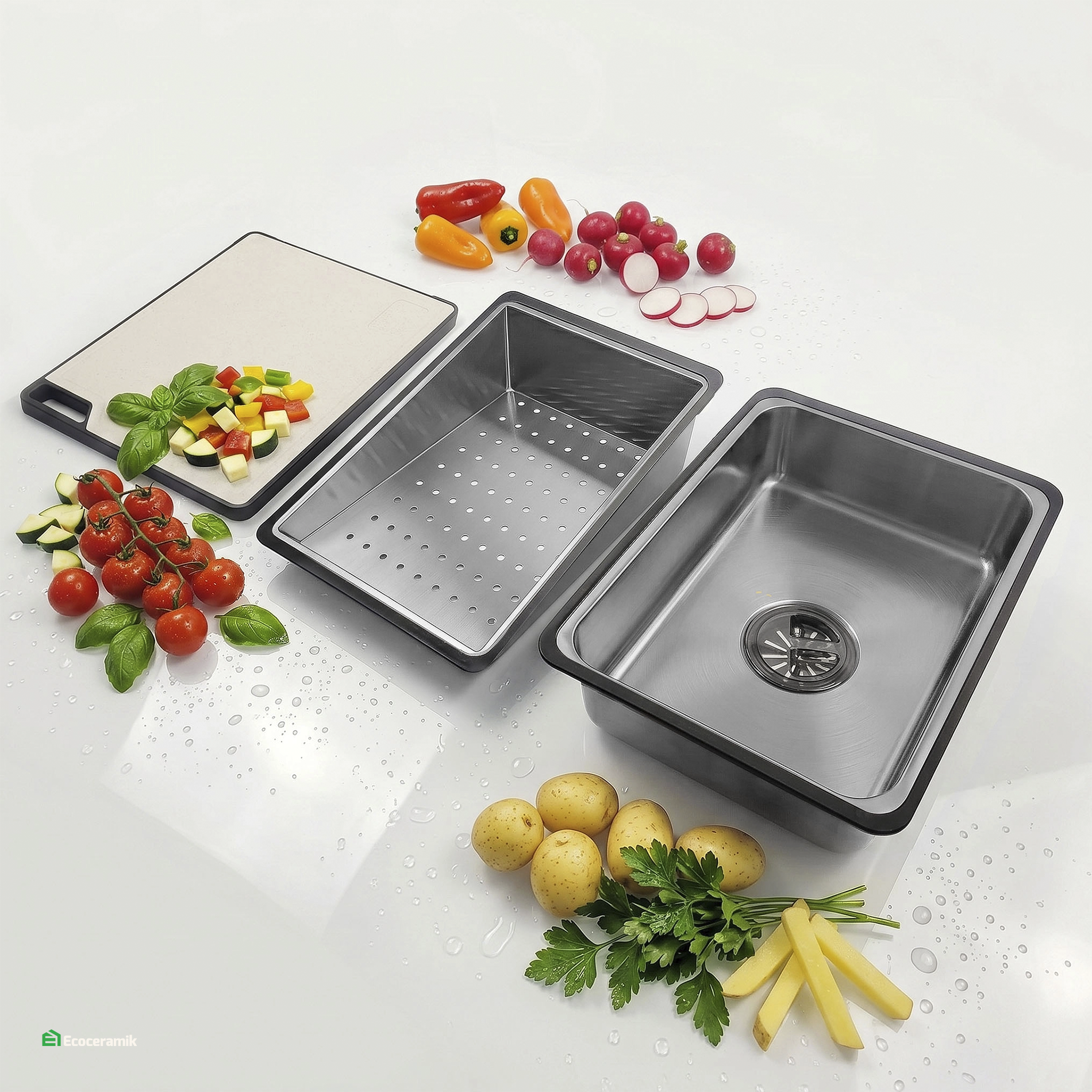 Lavadero de cocina Multifuncional 7 teclas MAX ACERO SUS 304 c/Plateado - Premium