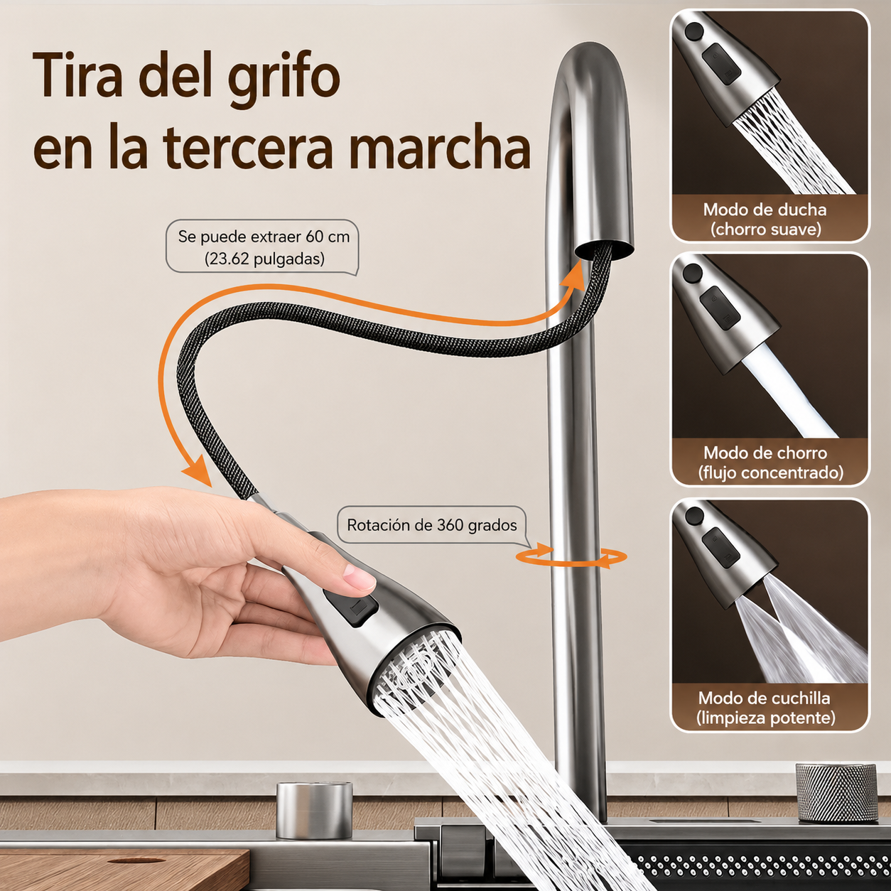 Lavadero de Cocina Multifuncional 5 teclas PortaPlatos  SUS 304 c/Negro 95X46X22 - Premium