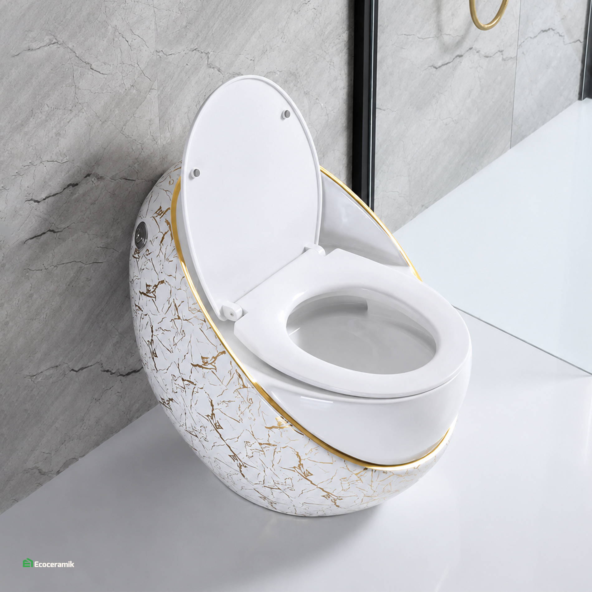 Inodoro One Piece Páris Blanco Gold – Modelo Huevo Siamés - Premium