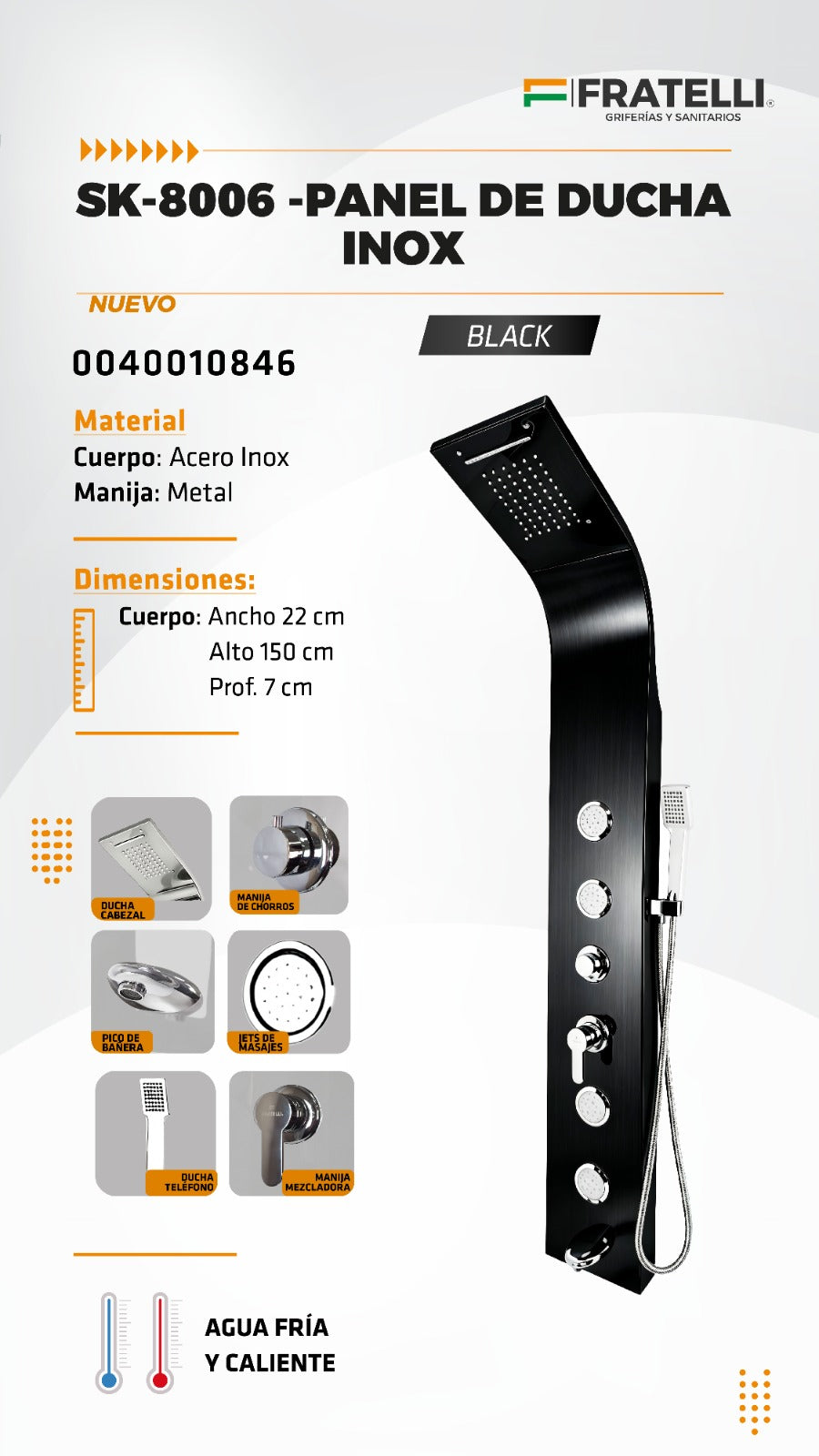 Panel de Ducha SK-8006 Black  Fratelli - Premium