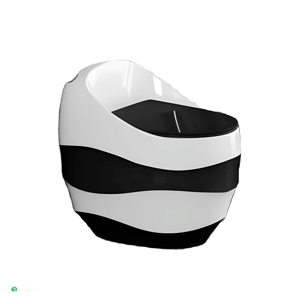 Inodoro One Piece Praga Blanco con Negro – Modelo Huevo Ondas - Premium
