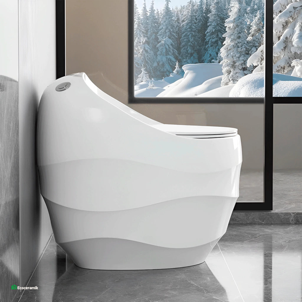 Inodoro One Piece Praga Blanco – Modelo Huevo Ondas - Premium