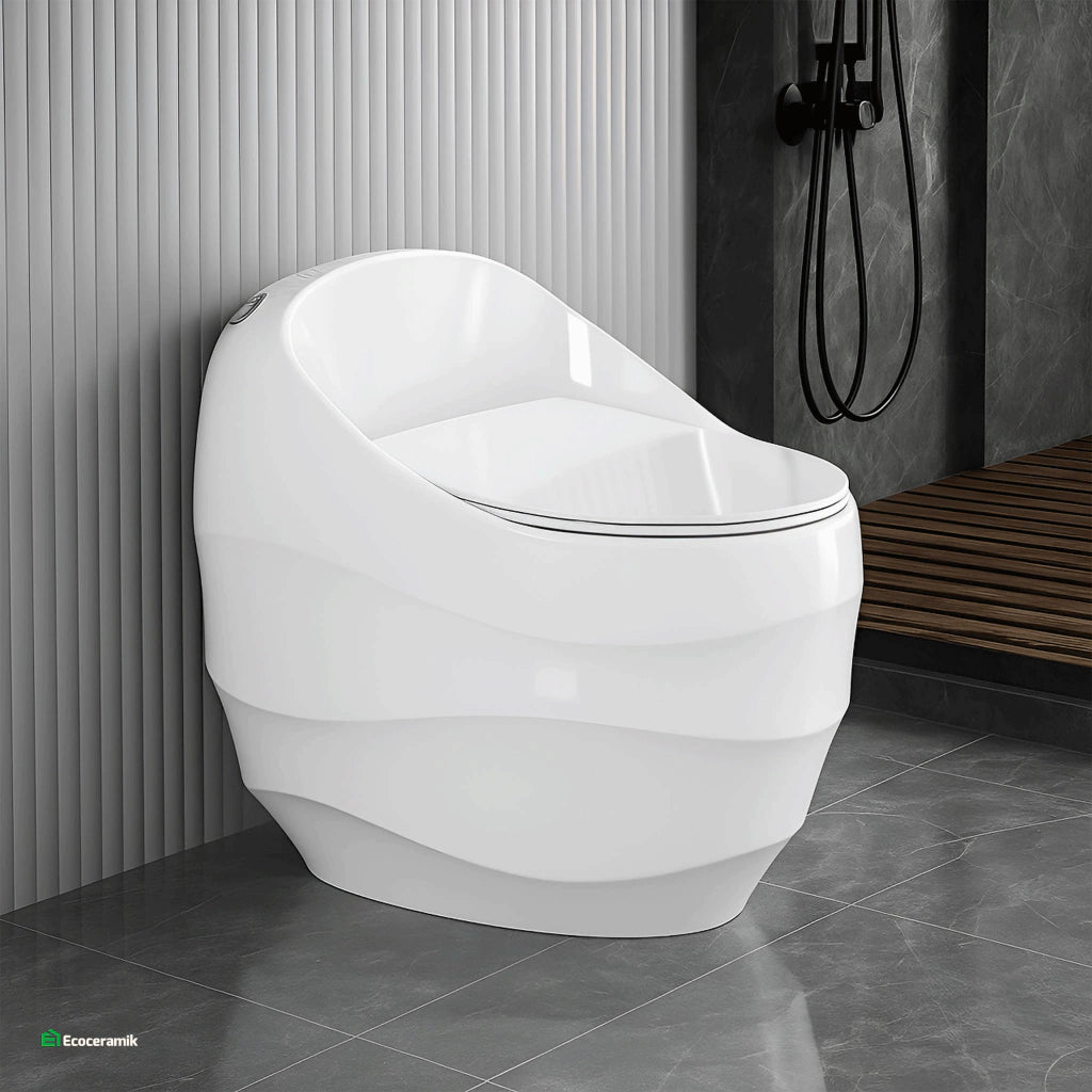 Inodoro One Piece Praga Blanco – Modelo Huevo Ondas - Premium