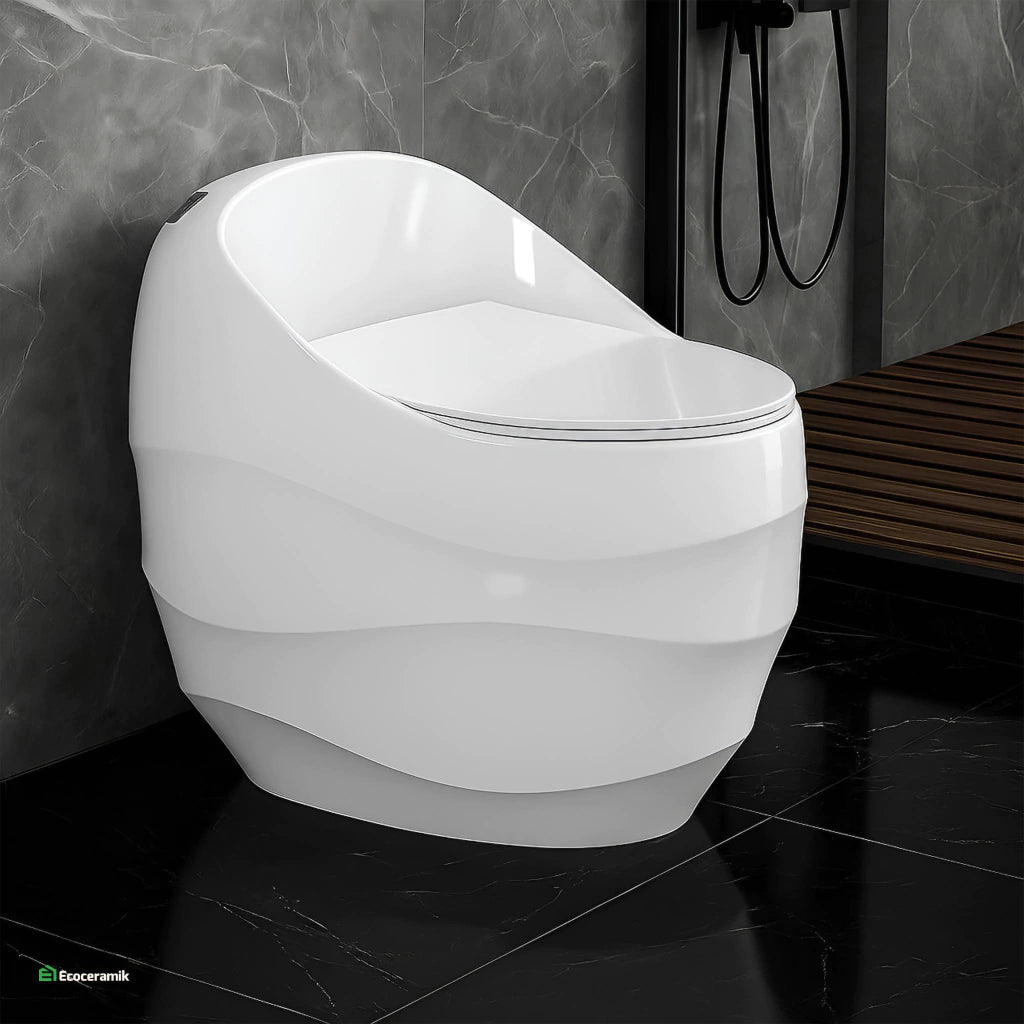 Inodoro One Piece Praga Blanco – Modelo Huevo Ondas - Premium