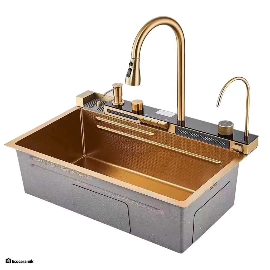 LAVADERO MULTIFUNCIONAL DE COCINA 5 TECLAS DE ACERO INOXIDABLE GOLD BASIC