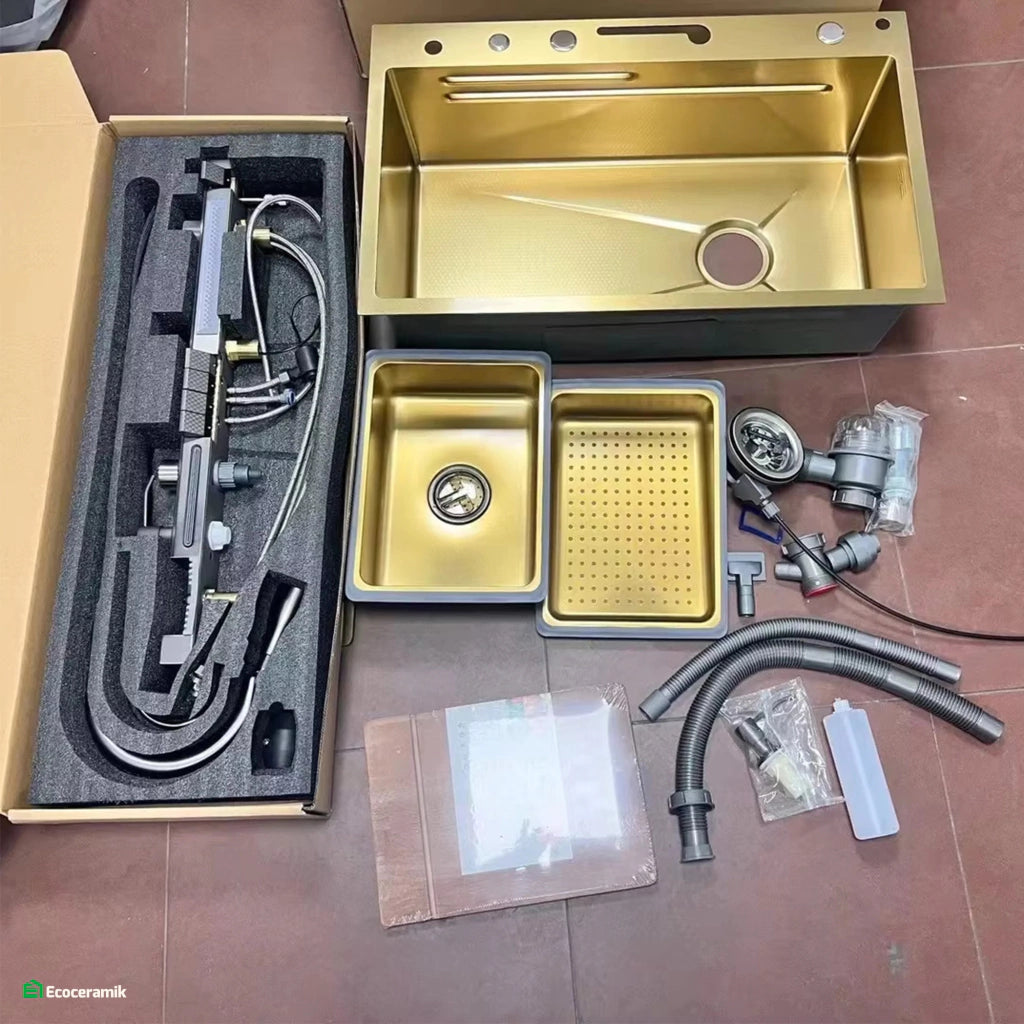 LAVADERO MULTIFUNCIONAL DE COCINA 5 TECLAS DE ACERO INOXIDABLE GOLD BASIC
