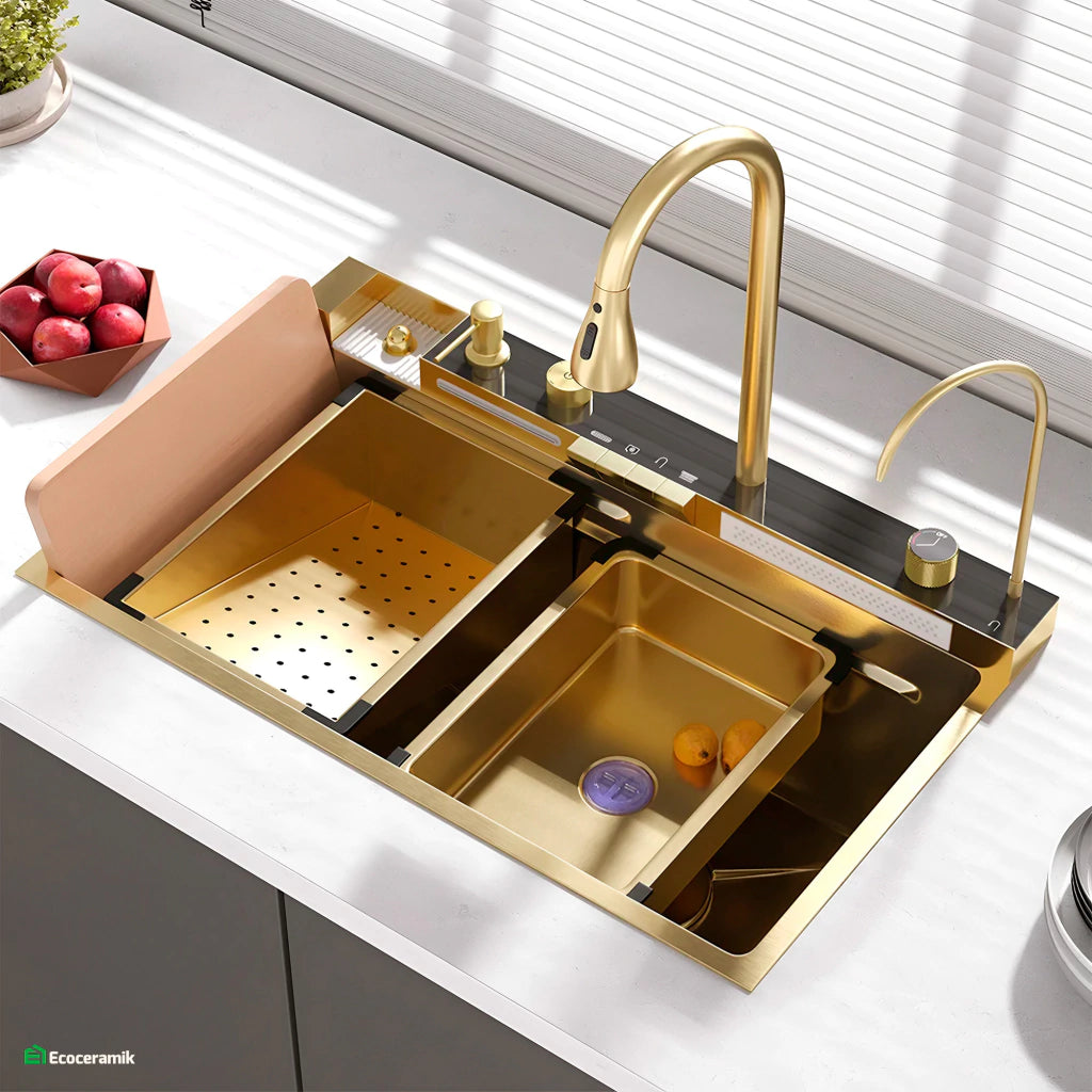 LAVADERO MULTIFUNCIONAL DE COCINA 5 TECLAS DE ACERO INOXIDABLE GOLD BASIC