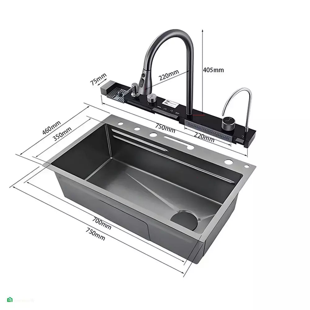 LAVADERO MULTIFUNCIONAL DE COCINA 5 TECLAS PANEL LED DE ACERO INOXIDABLE SUS 304 PREMIUM