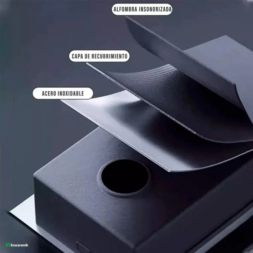 LAVADERO DE COCINA MULTIFUNCIONAL 7 TECLAS BLACK PANEL LED DE ACERO INOXIDABLE 304  BASIC - FULL