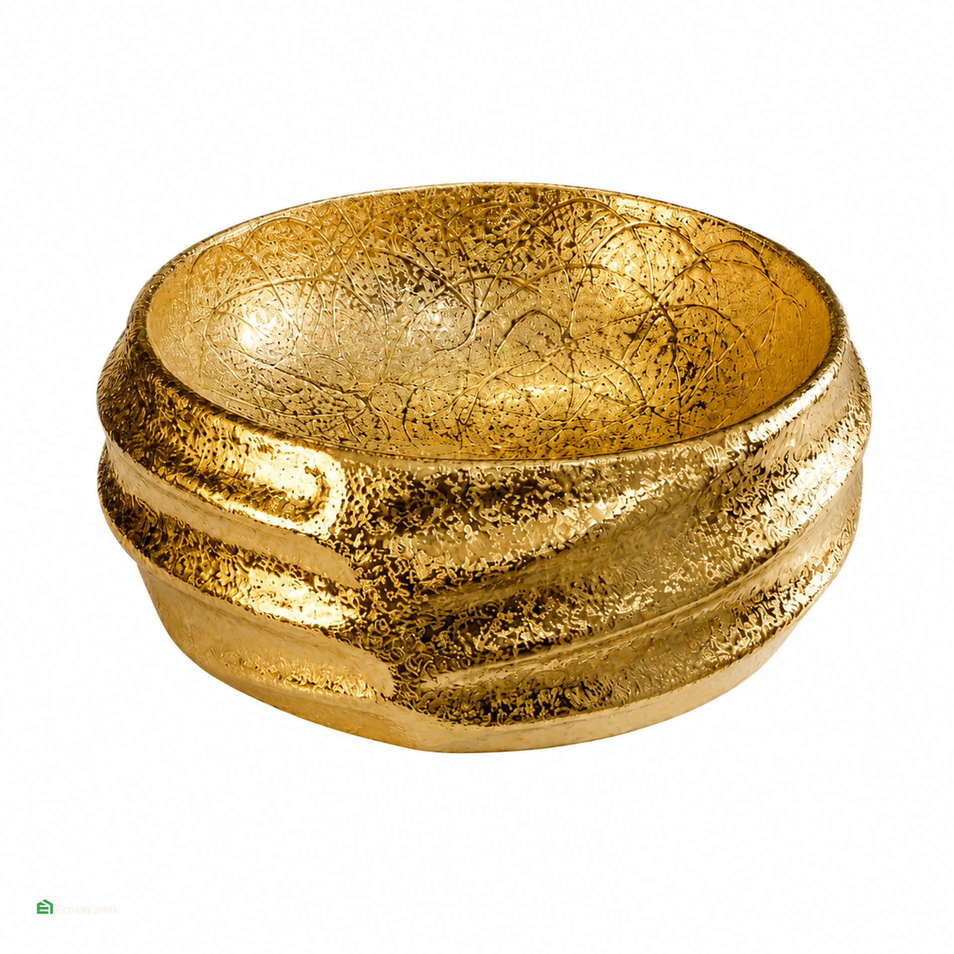 Ovalín de loza (MOD Arte) circular RUSTICO c/dorado Premiun - Chenni