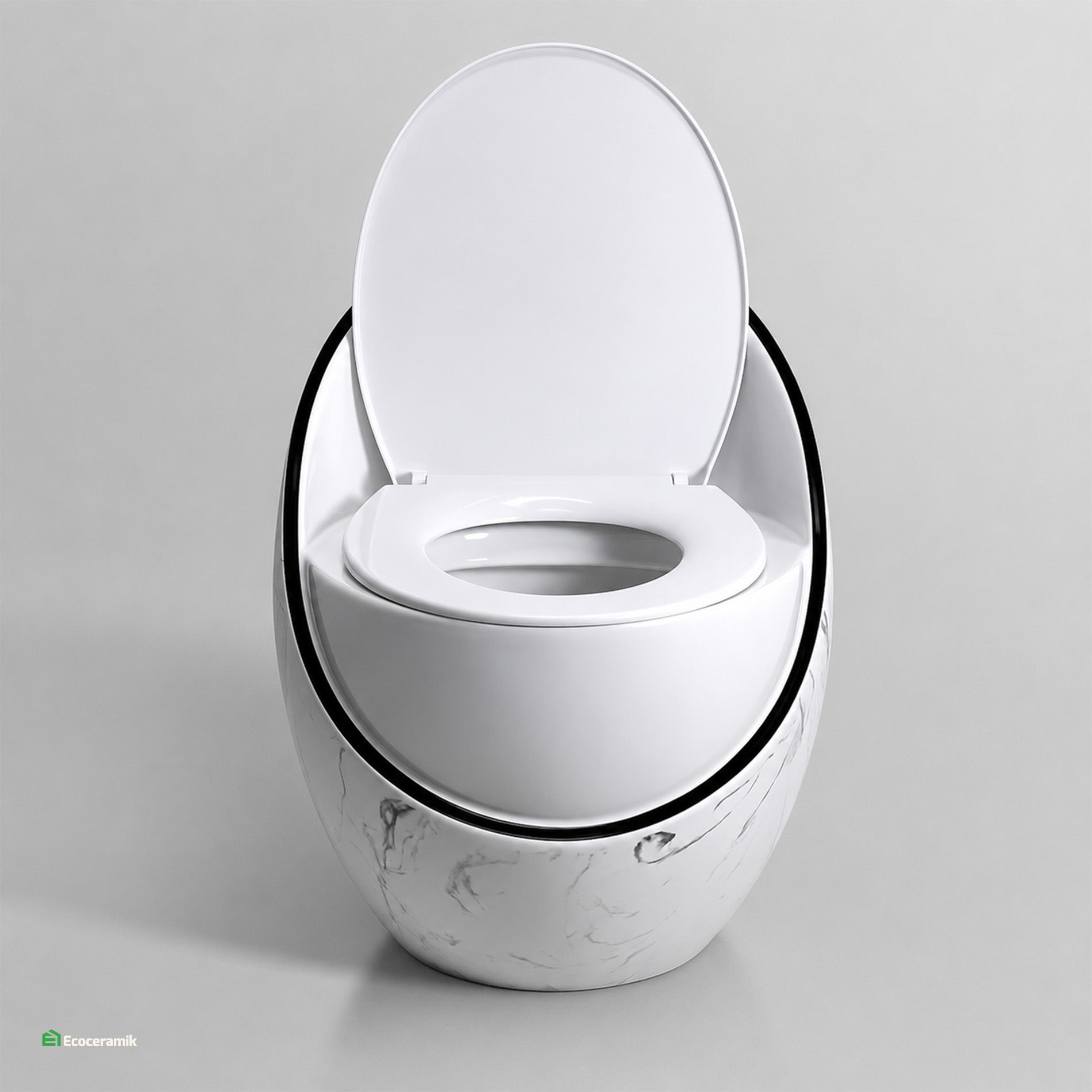 Inodoro One Piece Páris Blanco Black – Modelo Huevo Siamés Premium